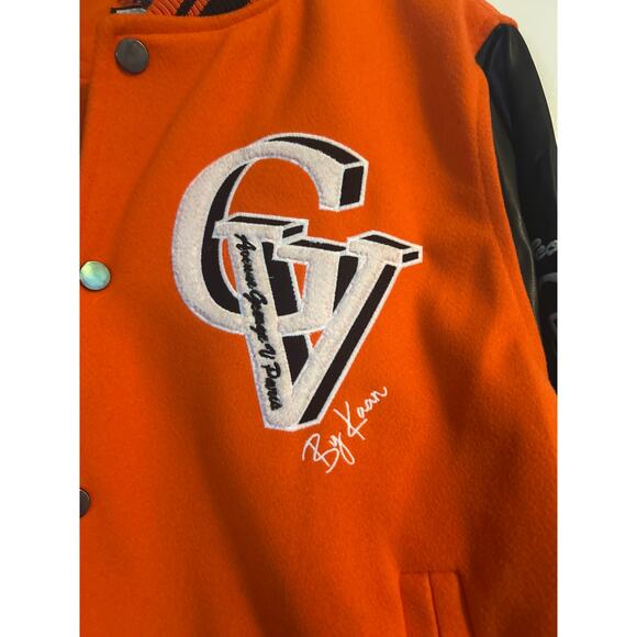 NWT George V Paris Varsity Lettermen's Jacket Orange/Black Size Large - Picture 4 of 16